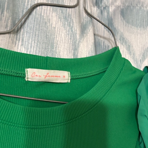 Ces Femme Green Ruffle Sleeve Blouse - Picture 2 of 3
